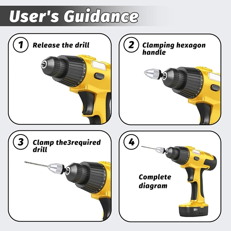 Keyless Drill Chuck Bit, 2Pcs Drill Chuck Adapter With 10Pcs Drills,1/4 Inch Hex Shank Drill Chuck Fast Change Converter