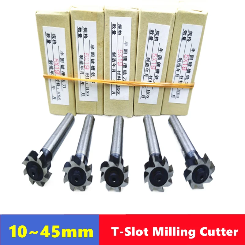 HSS T-Slot Milling Cutter 10-45mm, Thickness 3 4 5 6 8 10mm Milling Machine Metal Cutting Slotting Special Milling Cutter