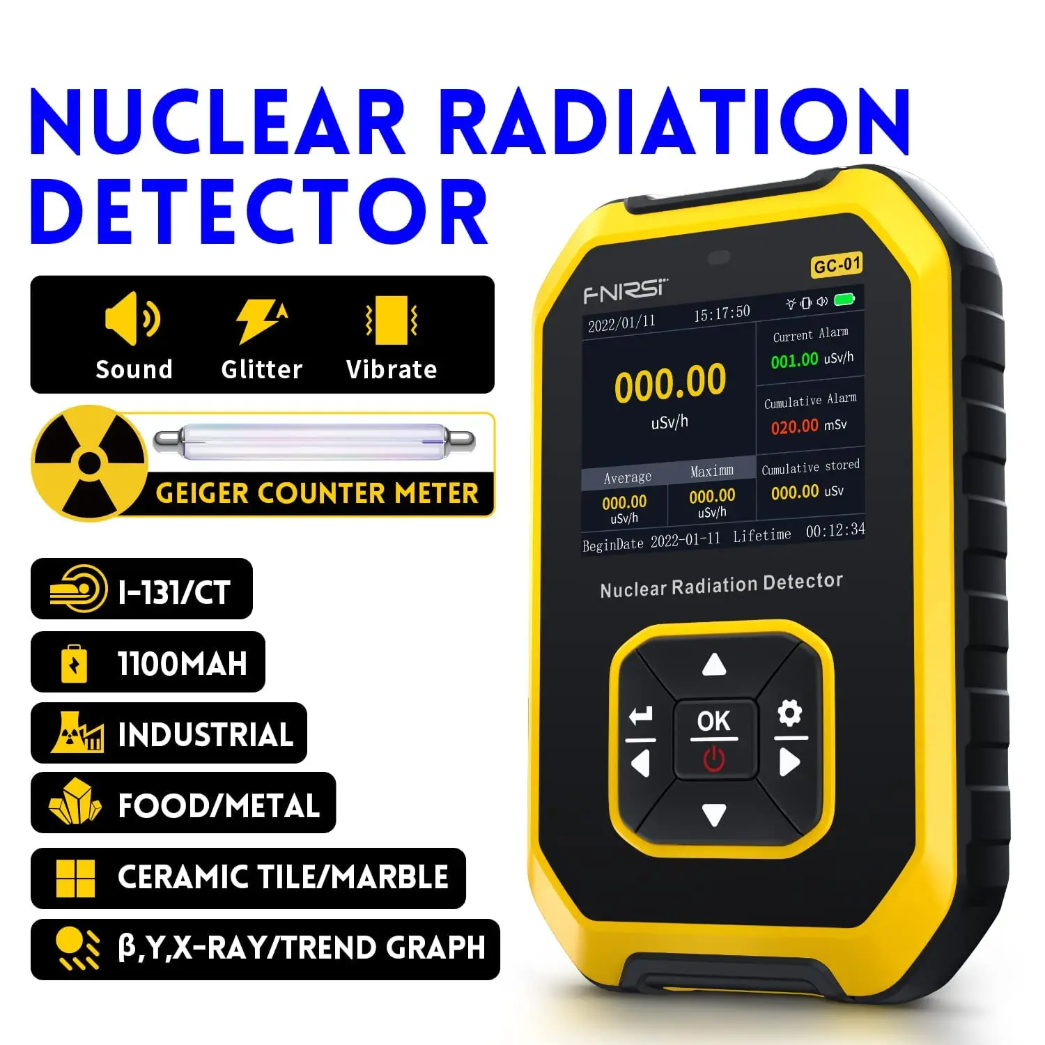 

FNIRSI Geiger Counter Nuclear Radiation Detector Radiation Dosimeter LCD Display Portable Handheld Beta Gamma X-ray Radiation