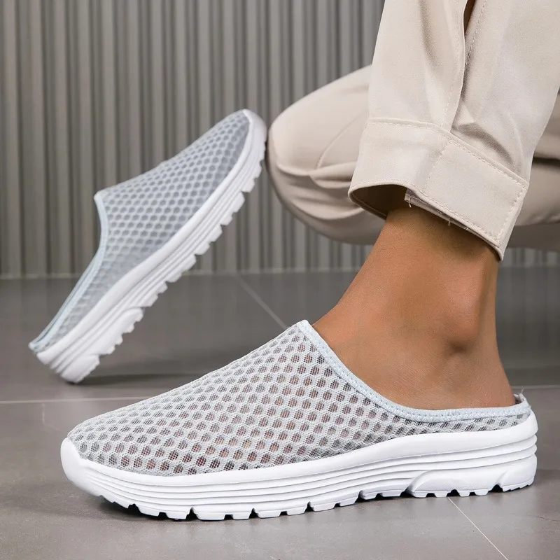 Men Women Lazy Slippers Slides Indoor Outdoor Sandals Men Breathable Non-slip Home Half Slippers Men Casual Shoes Big Size 47