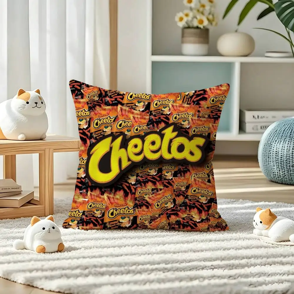 Fashion food print logo Pillow Gift Home Office Decoration Bedroom Sofa Car Cushion Cover case 45x45 C-Cheetos