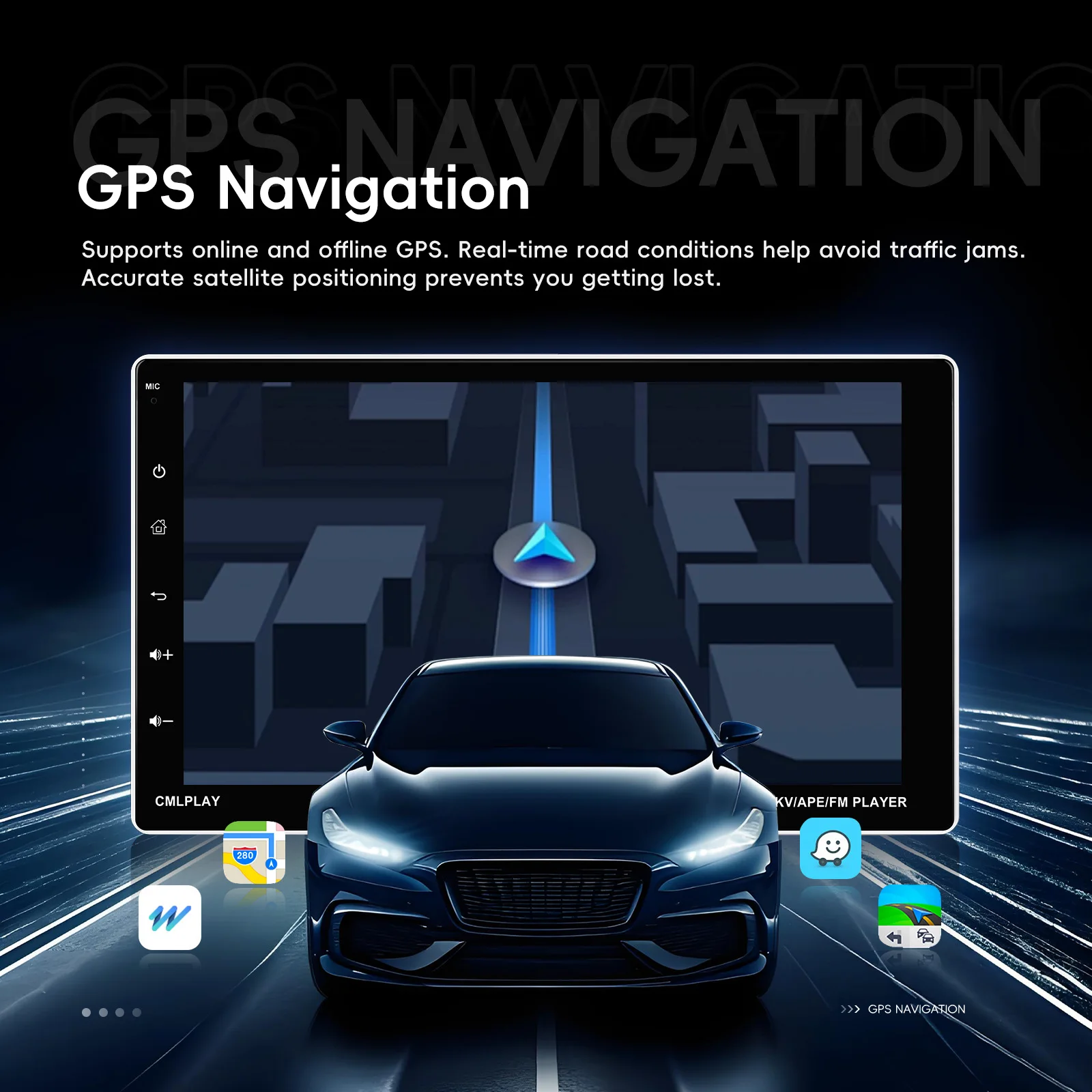 Podofo 6+128G Autoradio Multimedia-Videoplayer Kabelloses CarPlay Android Auto Intelligentes Fahrzeugsystem Spiegelung GPS Split-Screen WLAN BT EQ FM RDS Radio