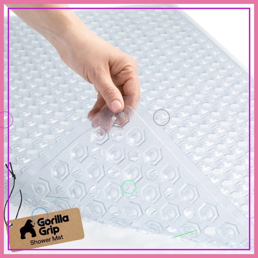 

Non-Slip Bathtub Mat with Suction Cups, Drain Holes, Machine Washable, Soft on Feet, Clear 35x16 Inch
