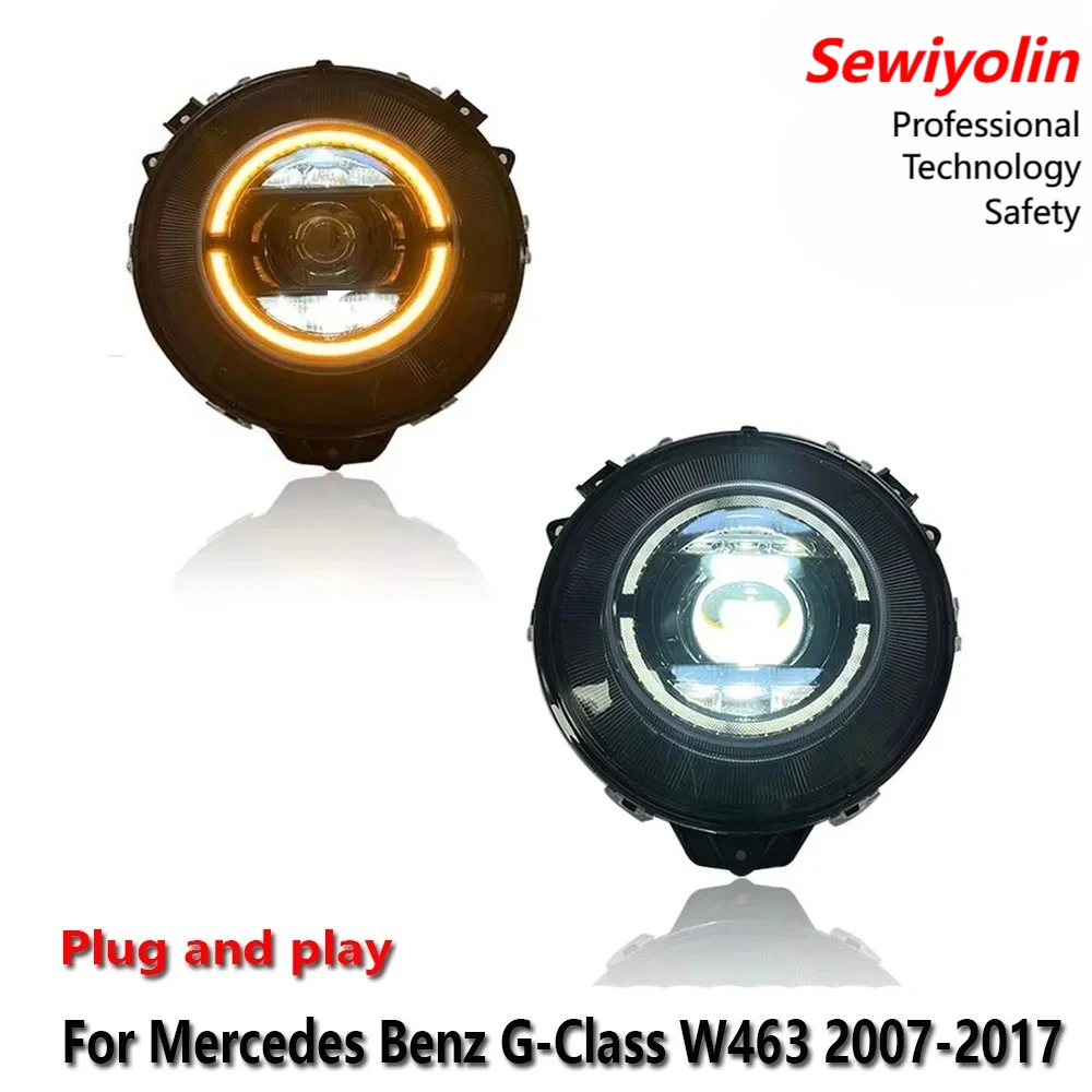 

Светодиодные фары в сборе для Mercedes-Benz G-Class W463 2007-2017: ДХО, стоп-сигнал, указатель поворота, подключение Plug and Play
