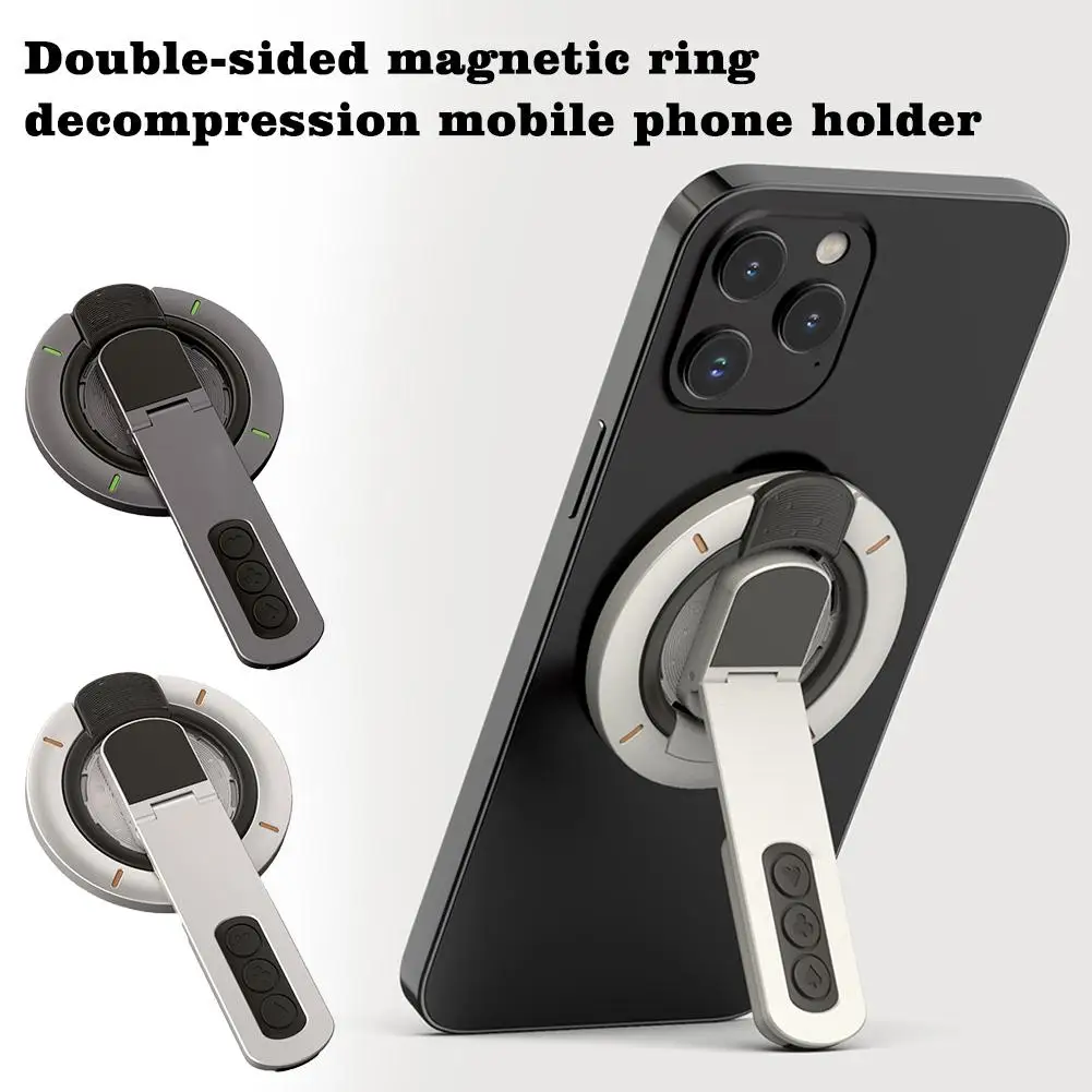 Double-sided Magnetic Luminous Mobile Phone Holder 360° Design Alloy Portable Zinc Rotation Ultra-thin Decompression I7c2