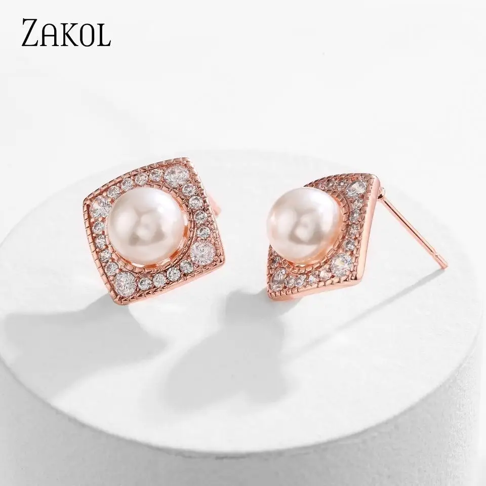 ZAKOL Exquisite Fashion Low Price Clearance Processing Women Stud Earrings Copper Micro-inlaid Zircon Daily Jewelry Accessories