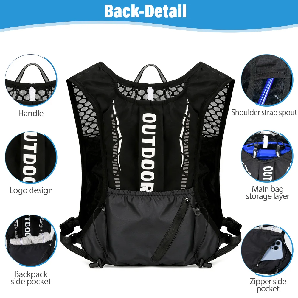 حقيبة جري رياضية خارجية من NEWBOLER قابلة للتنفس للركض والترطيب وخفيفة الوزن لركوب الدراجات مع زجاجة مياه