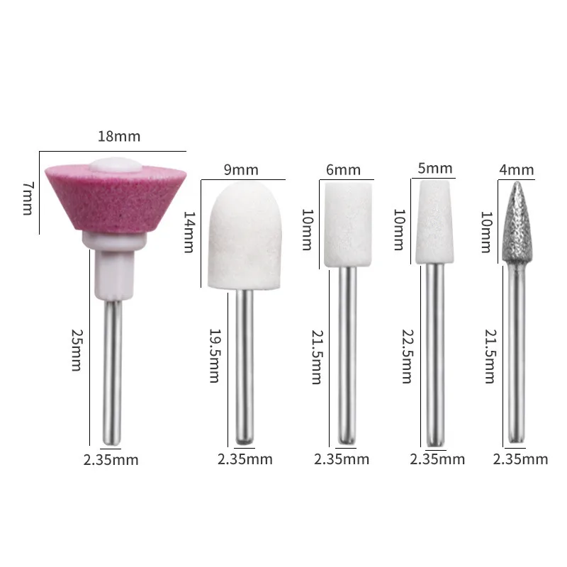 5 قطعة مسمار لقم عدة الكهربائية مانيكير عرقوب طحن رئيس UV البولندية هلام الجلد الميت إزالة طاحونة مسمار طحن القاطع الحفر