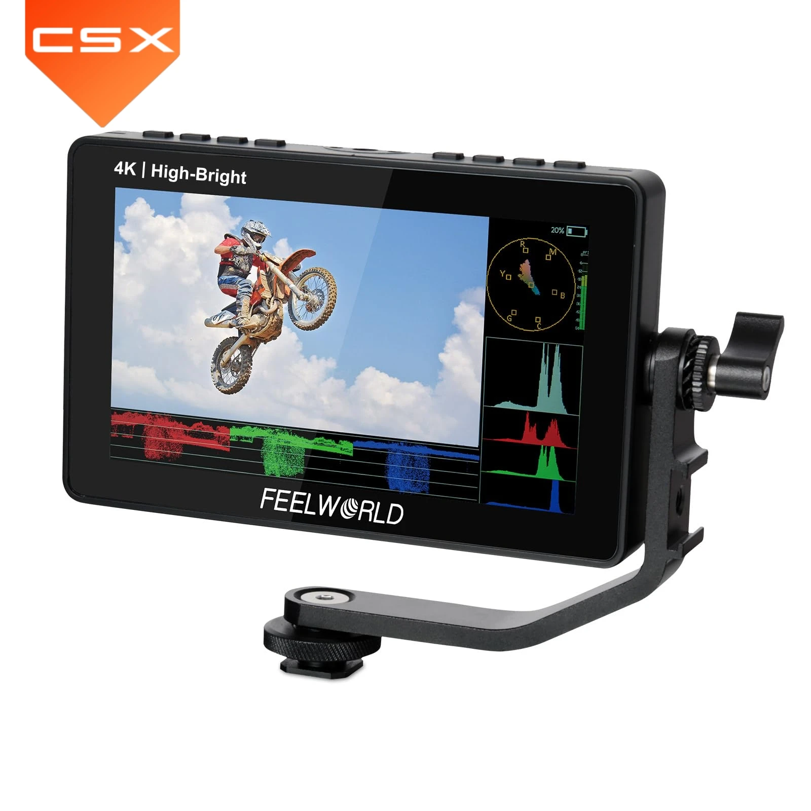 

Latest FEELWORLD F5 PROX 5.5 Inch 1600nit High Bright Touch Screen DSLR Camera Field 4K HDMI F970 Install and Power Kit