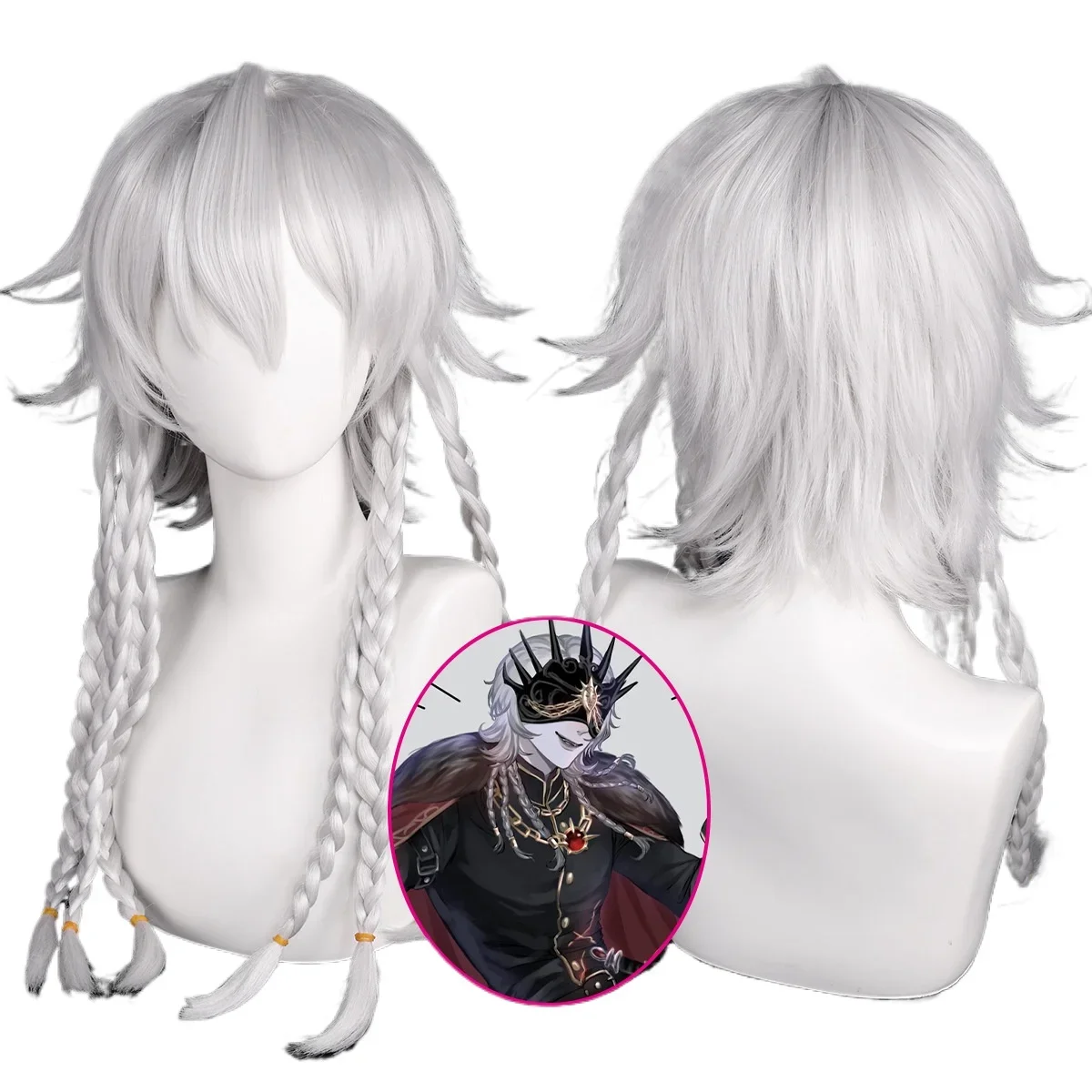 

Game Identity V Night Watch Cosplay Wig 63cm Warm Grey Braided Wigs Heat Resistant Synthetic Hair Halloween
