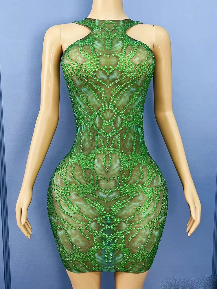 고품질 핫스탬핑 섹시 시스루 메쉬 탄성 드레스 2025 신상 맞춤 여성 의류