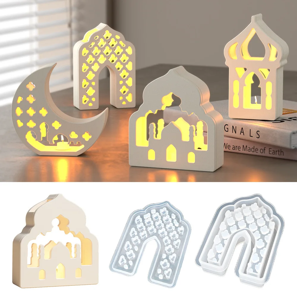 

Arabian Nights Style Resin Mold 3D Hollow House Silicone Mold for Lamp Shade DIY Cement Mold, Gothic Fairy Light Lamp Making Kit