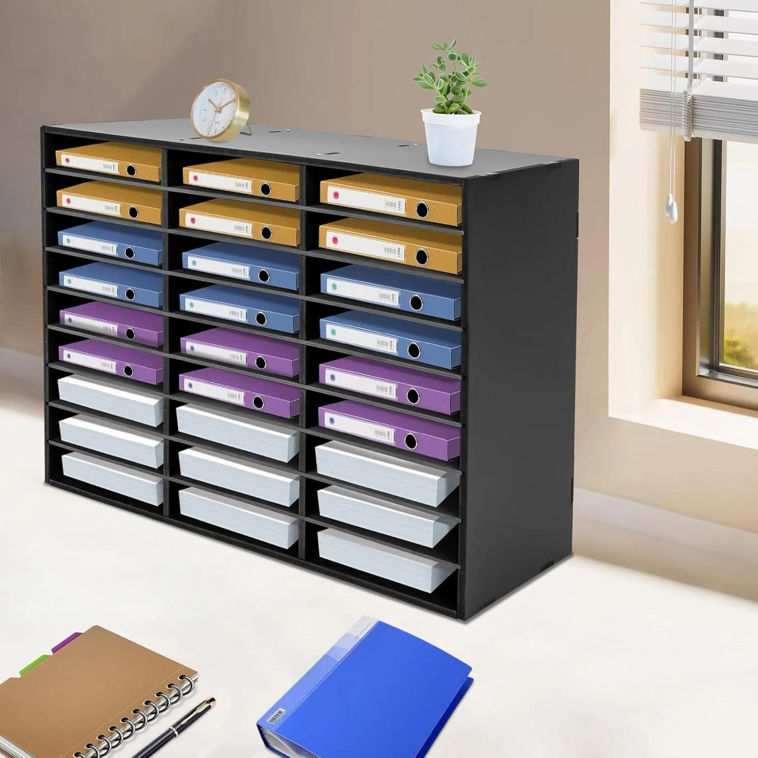 Mail Sorter Organizer, 27 Compartments Literature Organizer, Desktop File Sorter, Paper Organizer for Home School Office