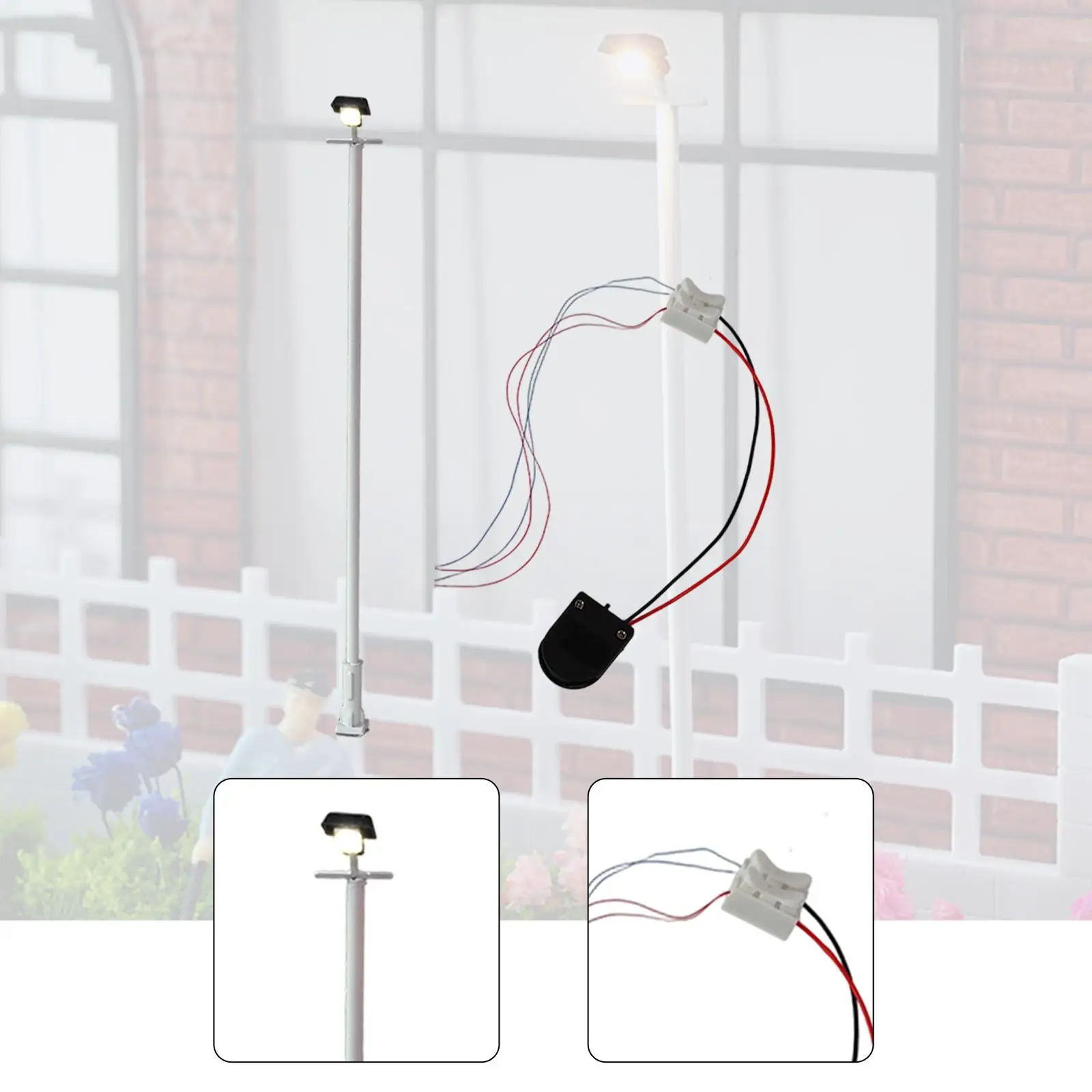 Model Railway Street Light White Lamp Post 1/87 Scale Simulated 10.8 cm Micro