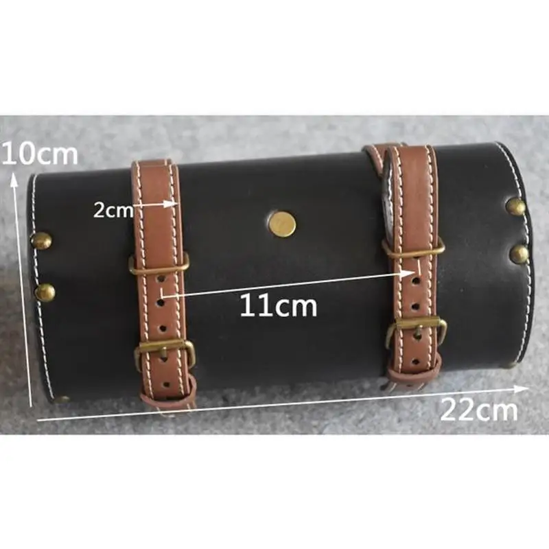 Bicycle bag handmade leather rainproof riding bag handlebar saddle bag fit brompton road bike MTB PU leather tool bag view 5