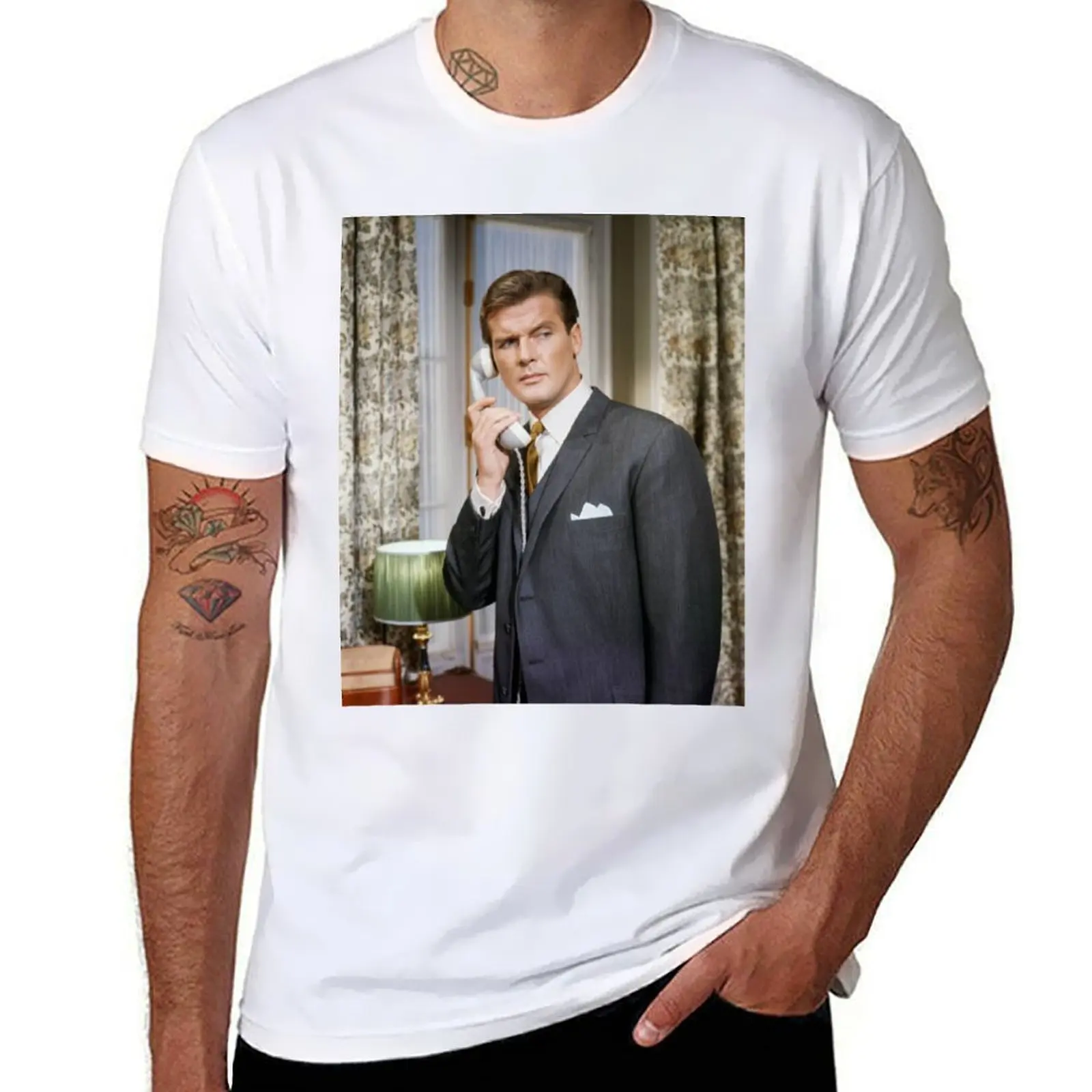 

Roger Moore handsome T-Shirt t shirts for man graphic funny t shirt man casual mens graphic t shirts T-shirt