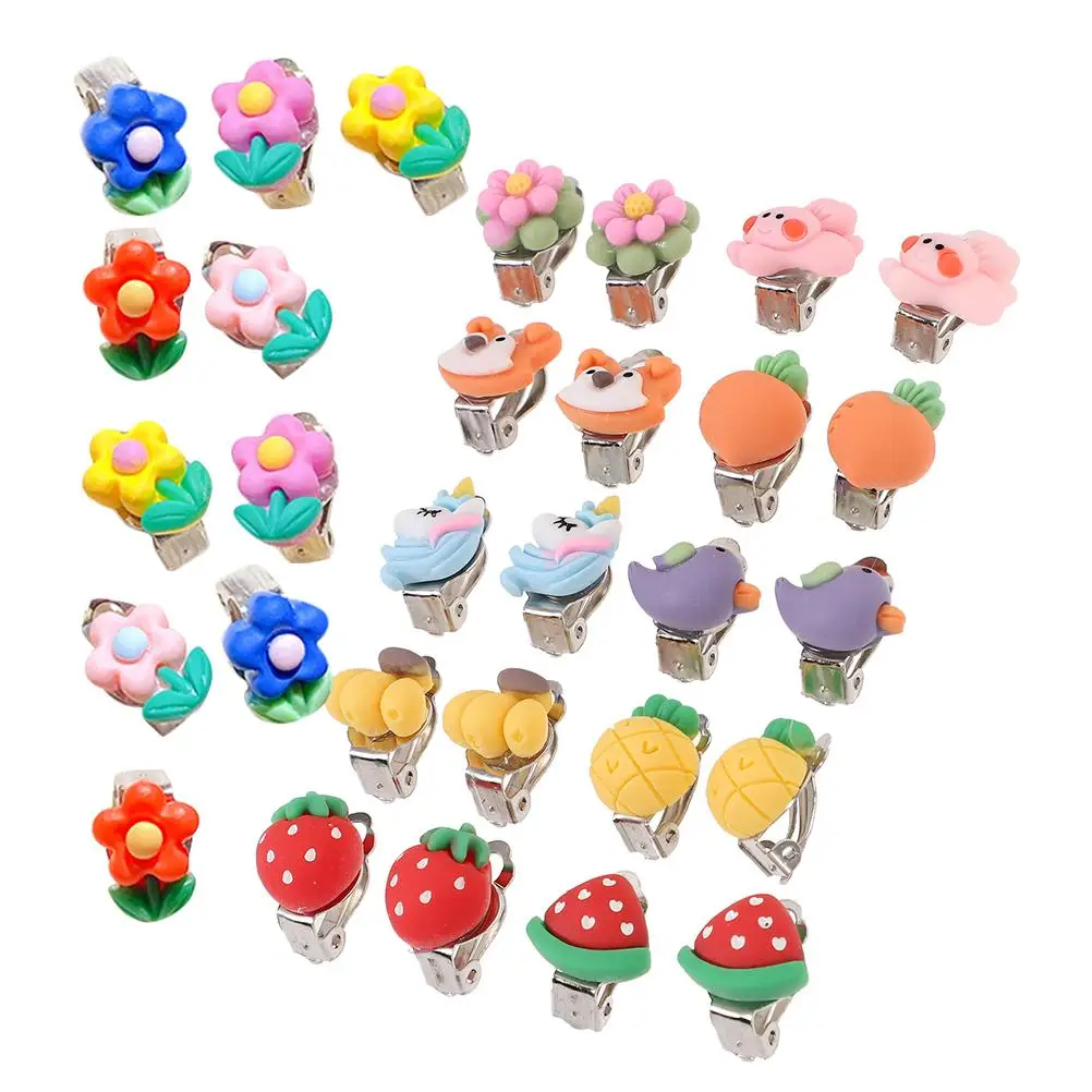 Flower Earrings Clips for Girls Kids Creative Jewelries Jewelry Decor Party Clip On Earrings Girl Earring Jewelry Safe