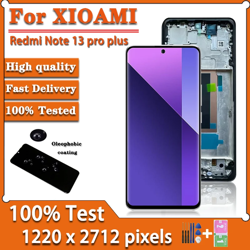 TFT Quality For Xiaomi Redmi Note 13 Pro+ 5G 23090RA98C LCD Touch Screen Digitizer For Redmi Note13 Pro Plus Display Frame