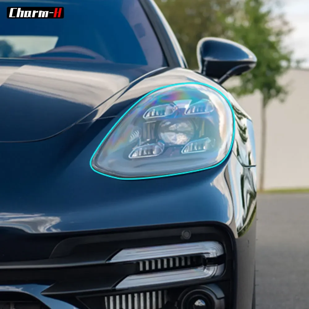 

2Pcs Car Front Light Transparent TPU Headlight Protective Film Sticker For Porsche 911 718 Cayenne Panamera Macan Accessories