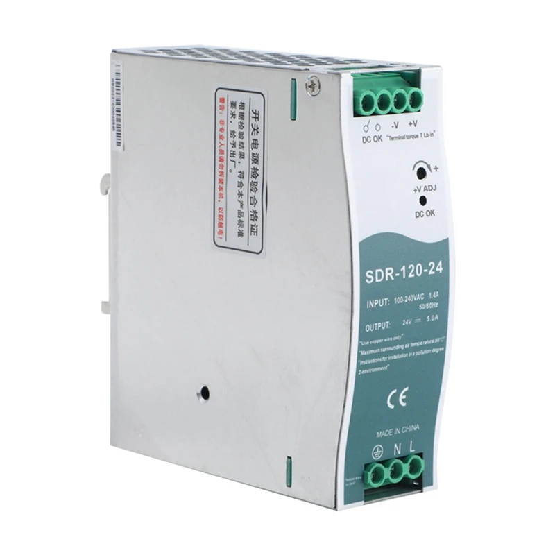 

SDR-120-24 Switching Power Supply DIN-Rail Switching Power Supply With PFC Function 150% Peak Load Capability