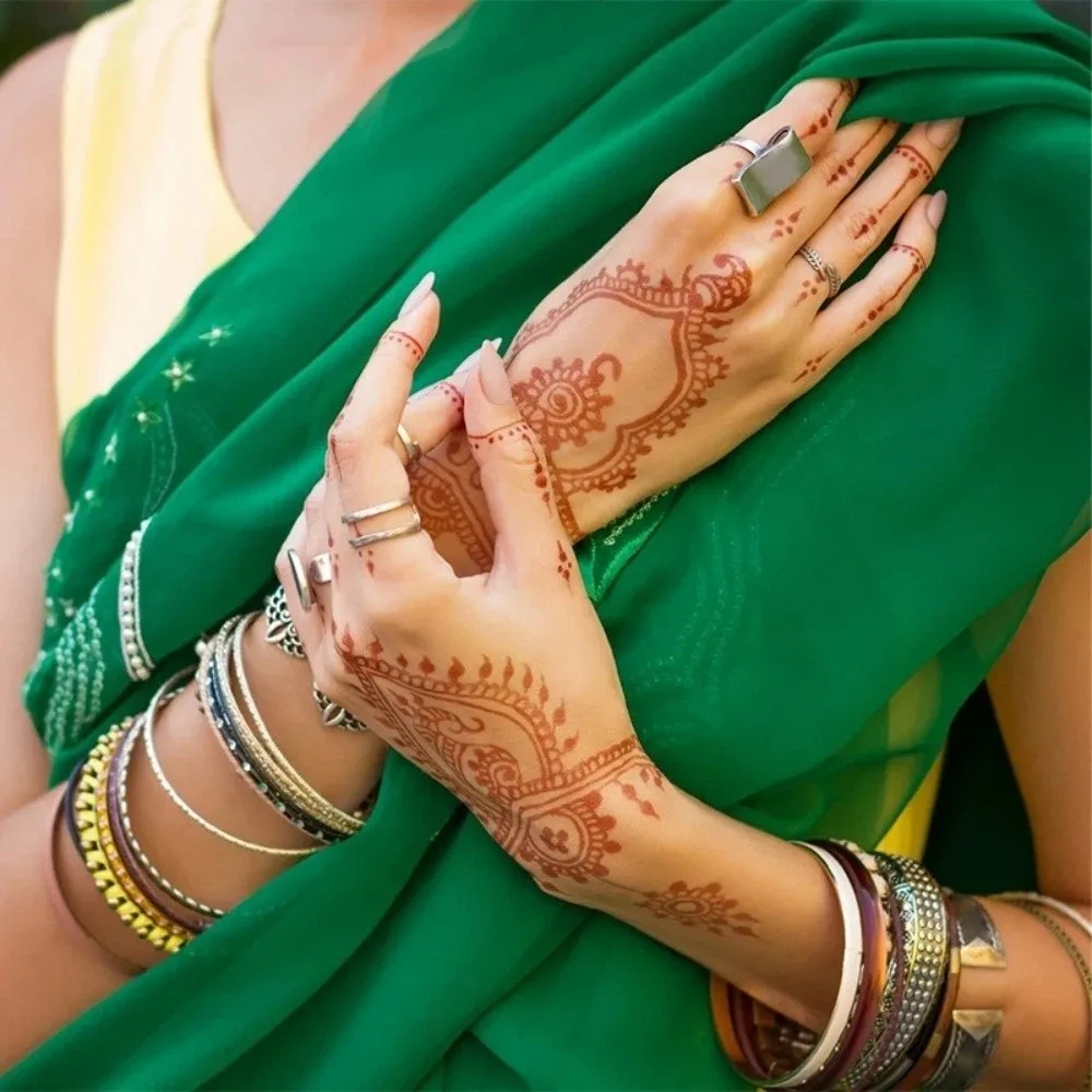 

Red Mehndi Stickers Henna Tattoo Stickers Legs Arm Wedding Tool Temporary Tattoo India Flower Lace Fake Tattoo