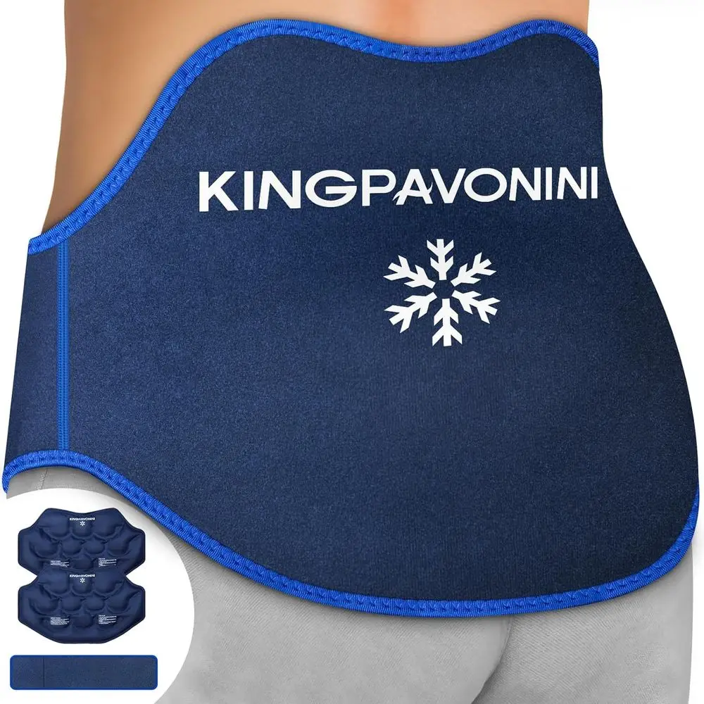 

Double Pack Reusable Lower Back Gel Ice Packs with Extension Strap for Lumbar Support and Pain Relief