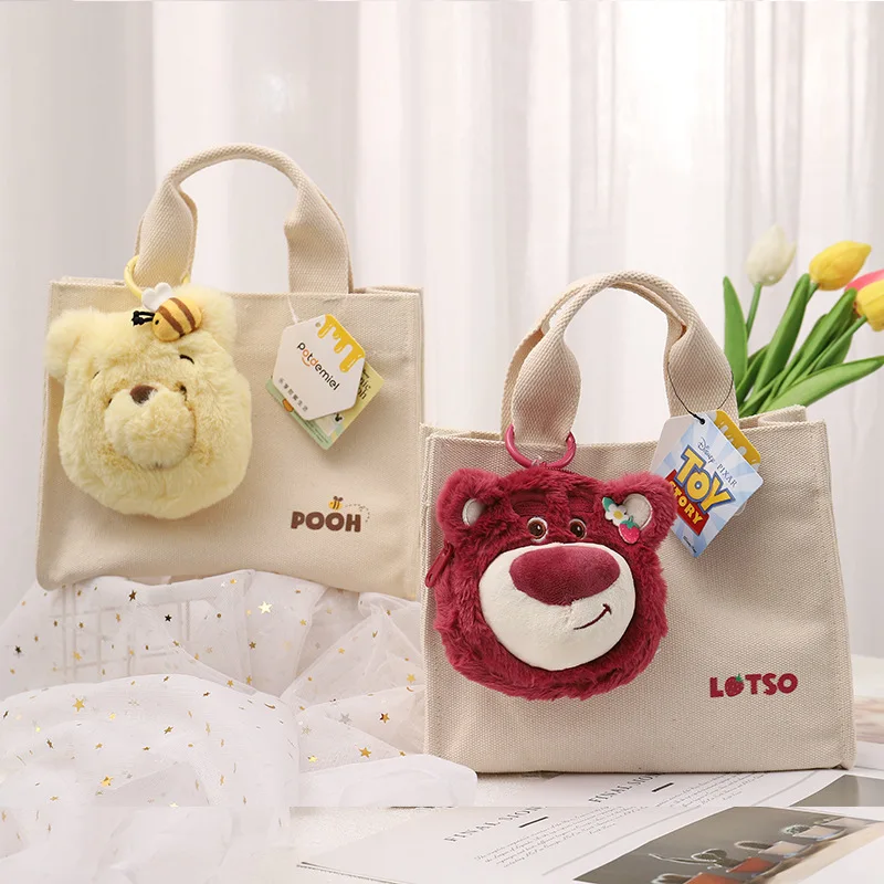 Disney Original Kawaii Lots-o-huggin Bear Winnie The Pooh Plush Doll Purse Pendant Large-capacity Shoulder Bag Cartoon Handbag