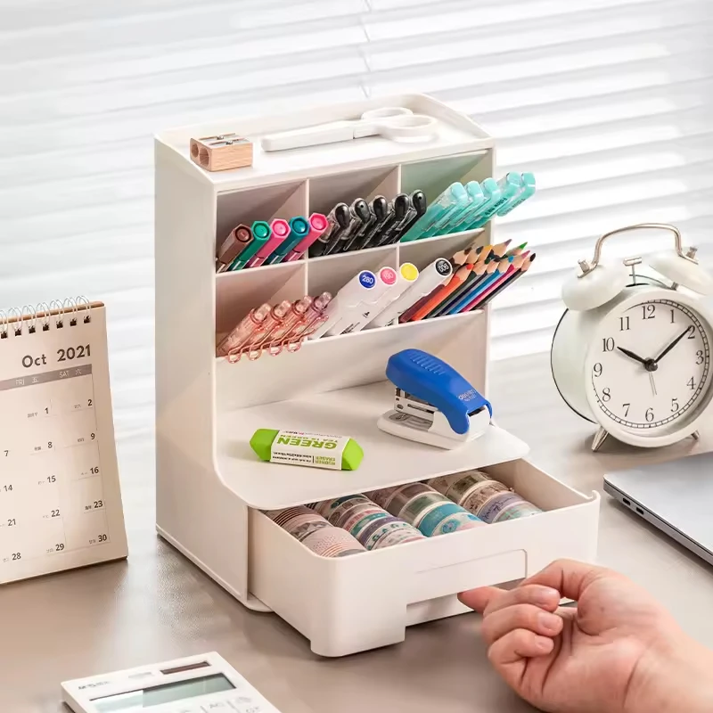 

Office Desktop Storage Box Student Oblique Insertion Pen Holder Dormitory Stationery Sundries Sorting Desk Storage Box Rack