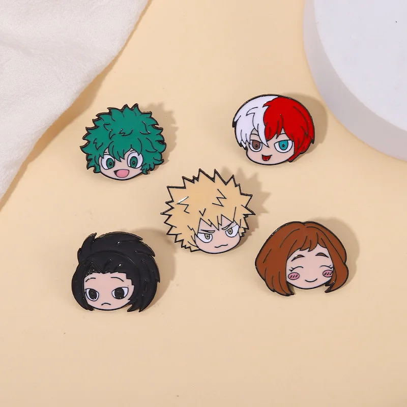 Hero School Enamel Pins Custom deku Todoroki Shoto URARAKA Katsuki Brooches Lapel Badges Cartoon Jewelry Gift for Kids Friends