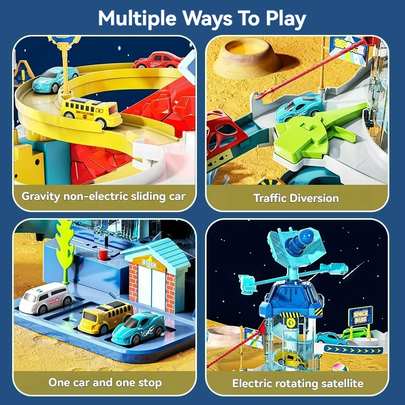 Space Shuttle Theme รางรถสําหรับเด็ก Diecasts วันหยุดของขวัญวันเกิดล้อร้อนเด็กการศึกษาการแข่งขันชุดของเล่นรถราง