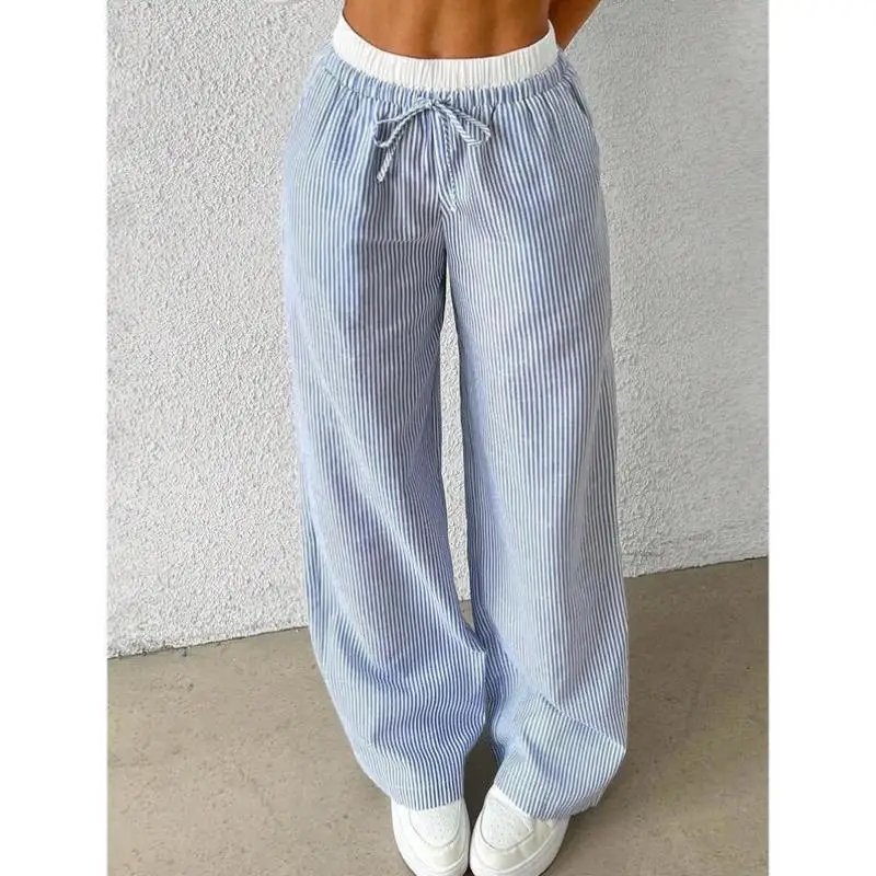 فضفاض سراويل تقليدية للرجال بنطلون عالي الخصر مستقيم الساق الكورية Sle محايد عالية الخصر مظلة الجندي السراويل مخطط #3