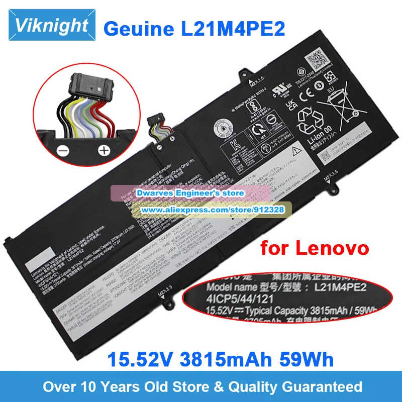 

Оригинальный аккумулятор L21M4PE2 15,52 В 3815 мАч 59 Втч для Lenovo Yoga 6 13ABR8 83B2 13ALC7 82UD Series L21C4PE2 L21D4PE2 L21L4PE2