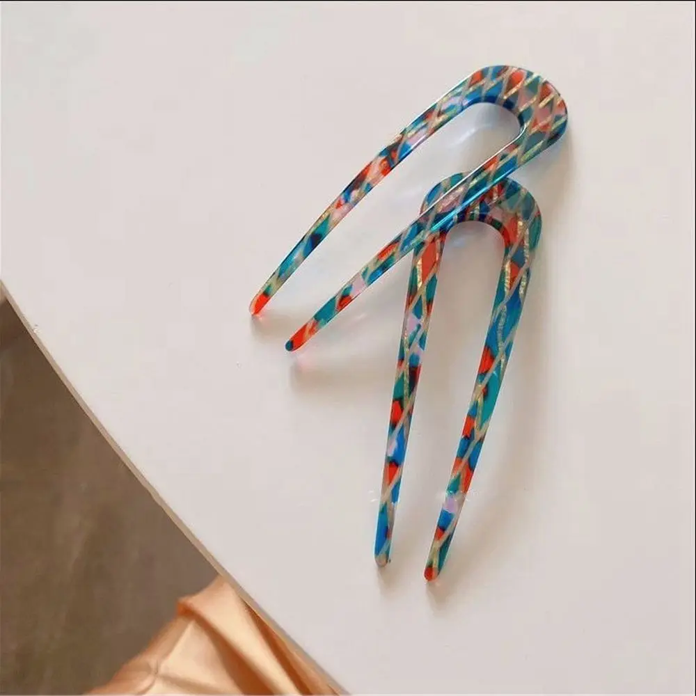 أدوات تصفيف الشعر صانع كعكة الفتيات خلات على شكل حرف U دبوس الشعر الإناث إكسسوارات الشعر الشطرنج عصا الشعر الكورية نمط أغطية الرأس #2