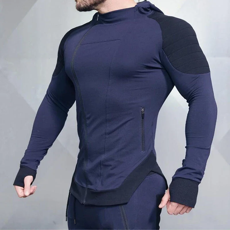 Men Hoodies Sweats Sweatshirt Hooded Fitness Gym Coat Outdoor Sport Tops Bodybuilding Men Sweater  Autumn and Winter New Fashion