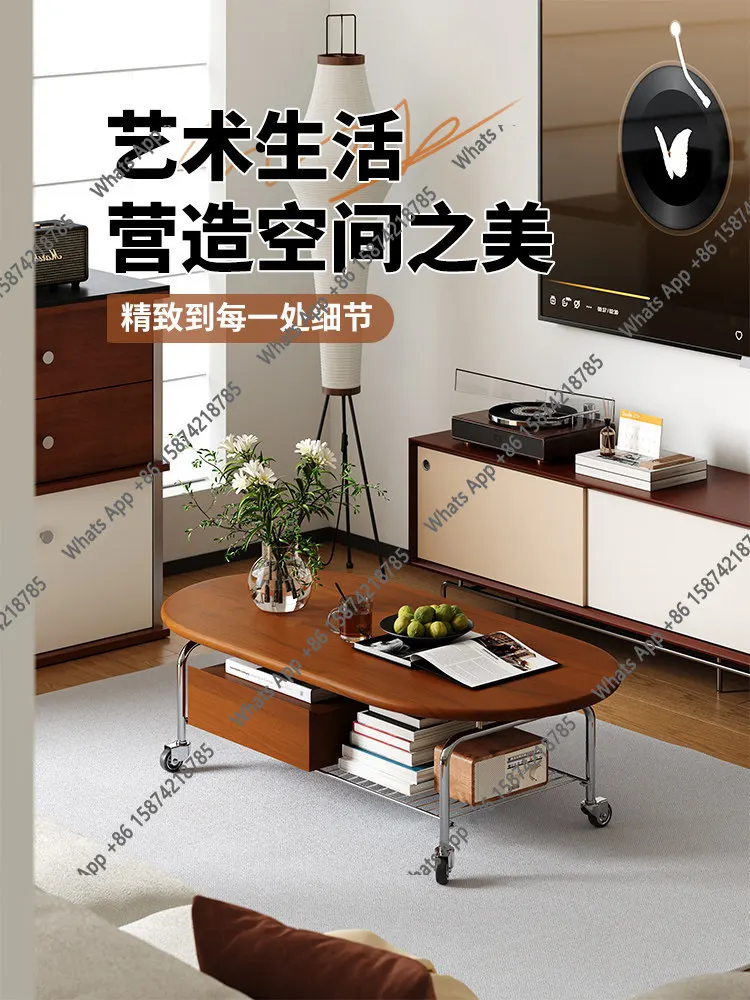 

Solid wood light luxury coffee table removable antique French high-end tea table modern simple home