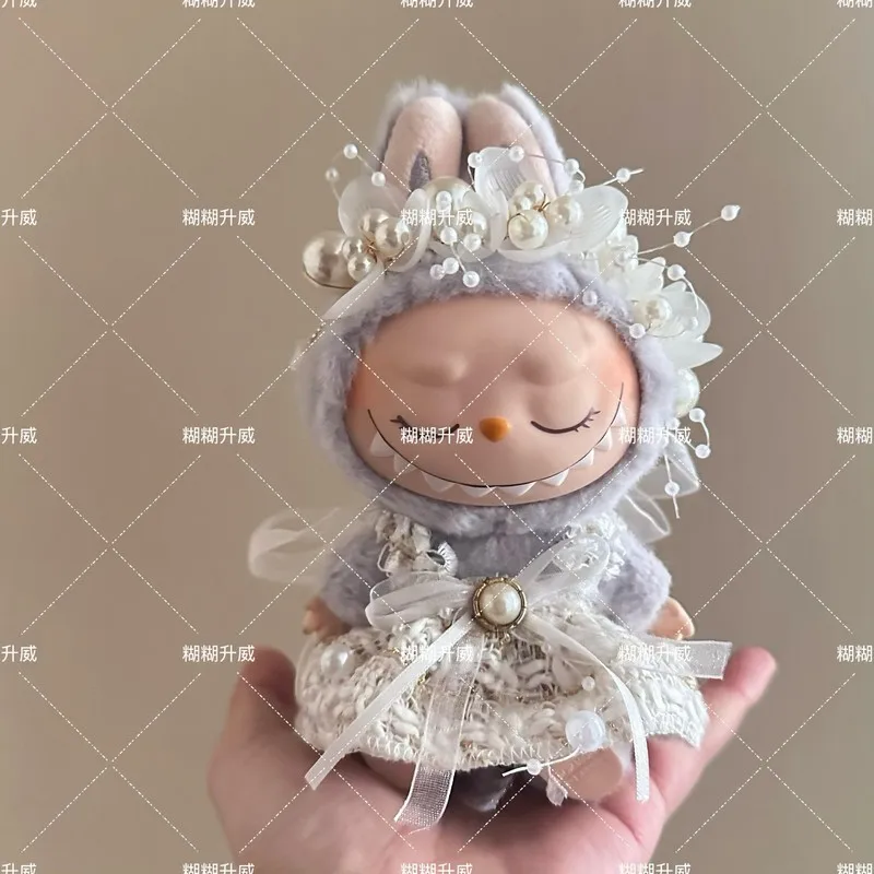 15-17 cm Labubu Baby Mini Doll'S Vestiti Outfit Accessori Per V1 V2 V3 Beige Piccola Gonna Profumata Perla Fascia Vestiti