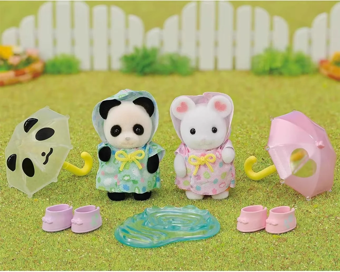 Genuino Sylvanian Families Azione Anime Impermeabili Bambole Ombrello Kawaii Cartoon Anime Figure Bambola da collezione Giocattoli per bambini