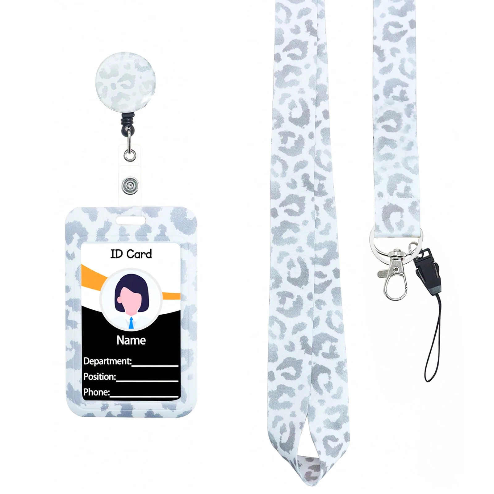 Pink Leopard Breakaway Phone Teacher Lanyard
