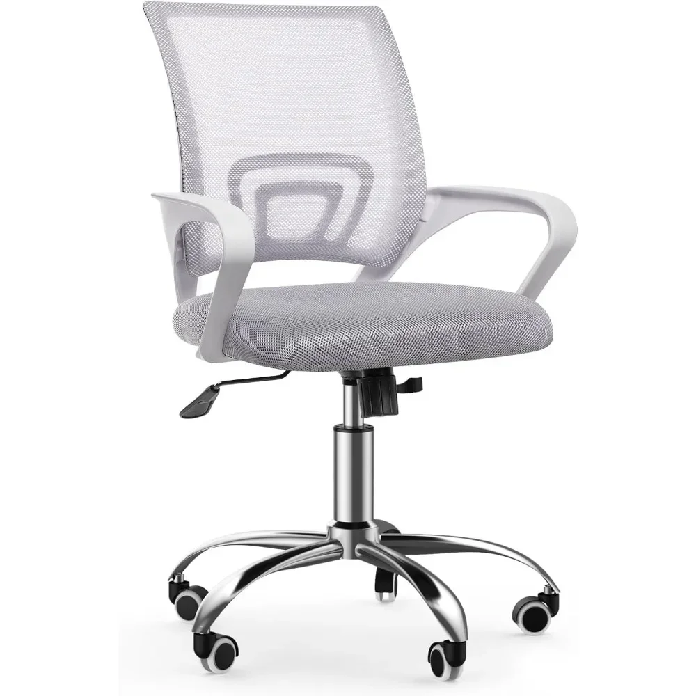 Mesh Office Desk Chair with Adjustable Height and Swivel, Mid-Back with Flip-up Armrests and Lumber Support