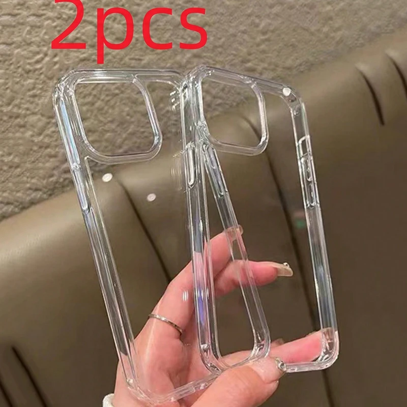 

2PCS High Quality Acrylic Transparent Smooth Glossy Phone Case For iPhone 17 16 Pro Max 15 14 13 12 11 XS X XR 7 8 Plus 16 Cover