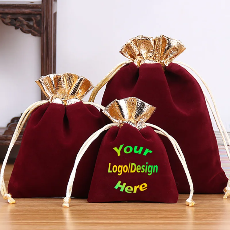 50 Pcs Custom Gift Bag Small Bag Candy Bag Printing Design Logo Personalized Gift Jewelry Packaging Dropshipping