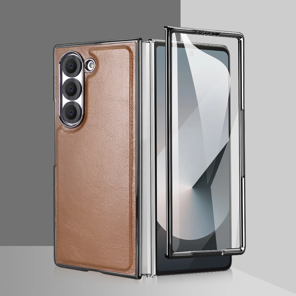 

VIETAO Fit For Samsung Galaxy Z Fold 6 Fold 5 Case With Magnetic Wireless Charge, PU Leather Phone Cover With Front Screen Film