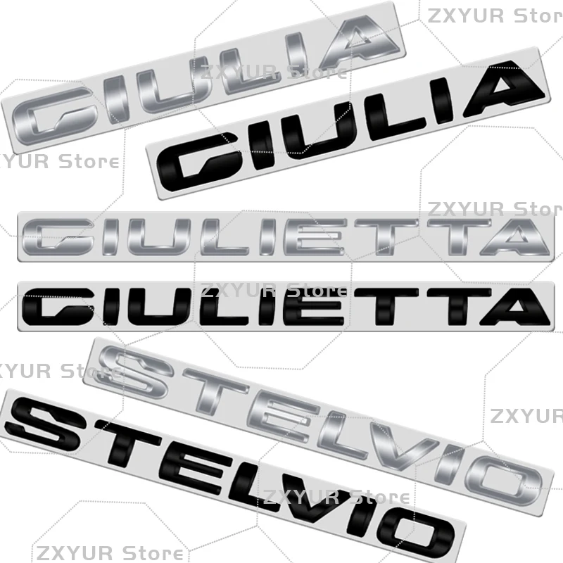 For Alfa Romeo Giulietta Giulia STELVIO Metal Emblem Car Sticker Letter Badge Decal Body Rear End Trunk Decor Accessories