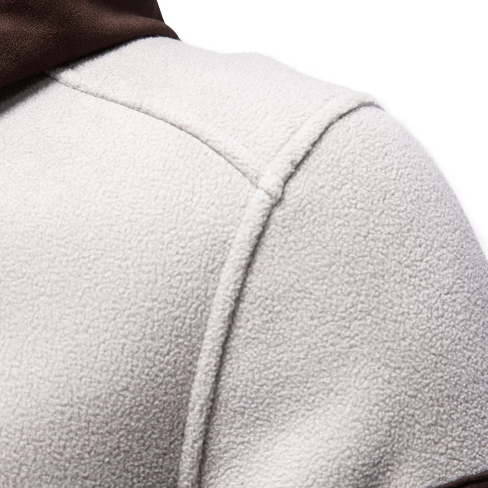 AIOPESON Herren Fleecejacke mit mehreren Taschen, Kapuze, durchgehendem Reißverschluss, Wildlederkapuze, Streetwear, Herbst-Winter, warme Oberbekleidung – Detail 17