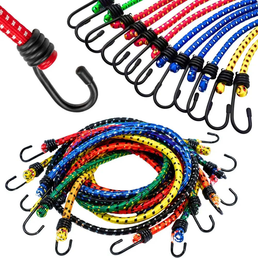 5/10pcs 1m Long Bungee Cord Straps with Dual Metal Hooks, Random Color High Elastic Stretch Ropes YMY
