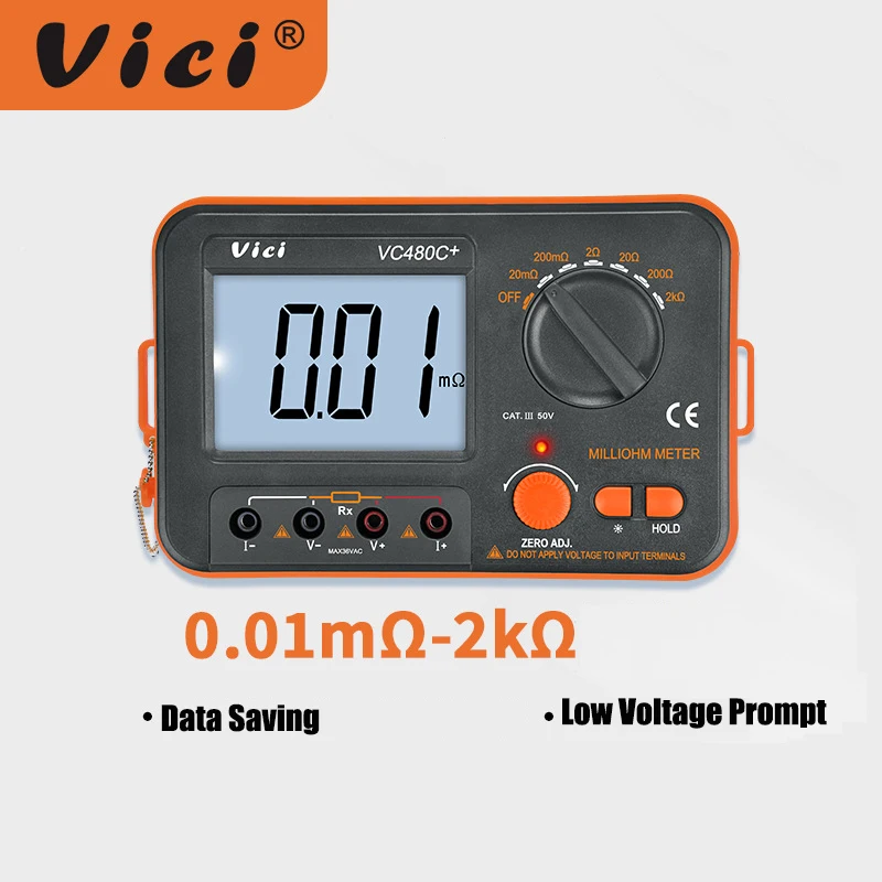 Vici Digital Milli-ohm Meter Resistance Tester 4 Wire Micro Ohm Meter VC480C+