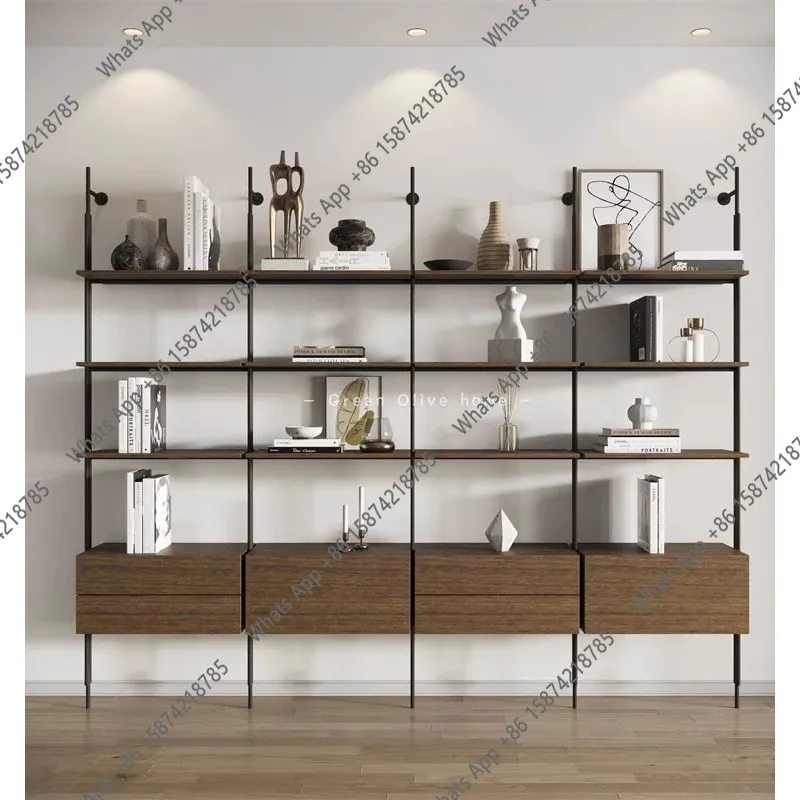 

bookshelf baffle display stand industrial wind wrought iron storage against the wall multi-layer bookcase drawer rack
