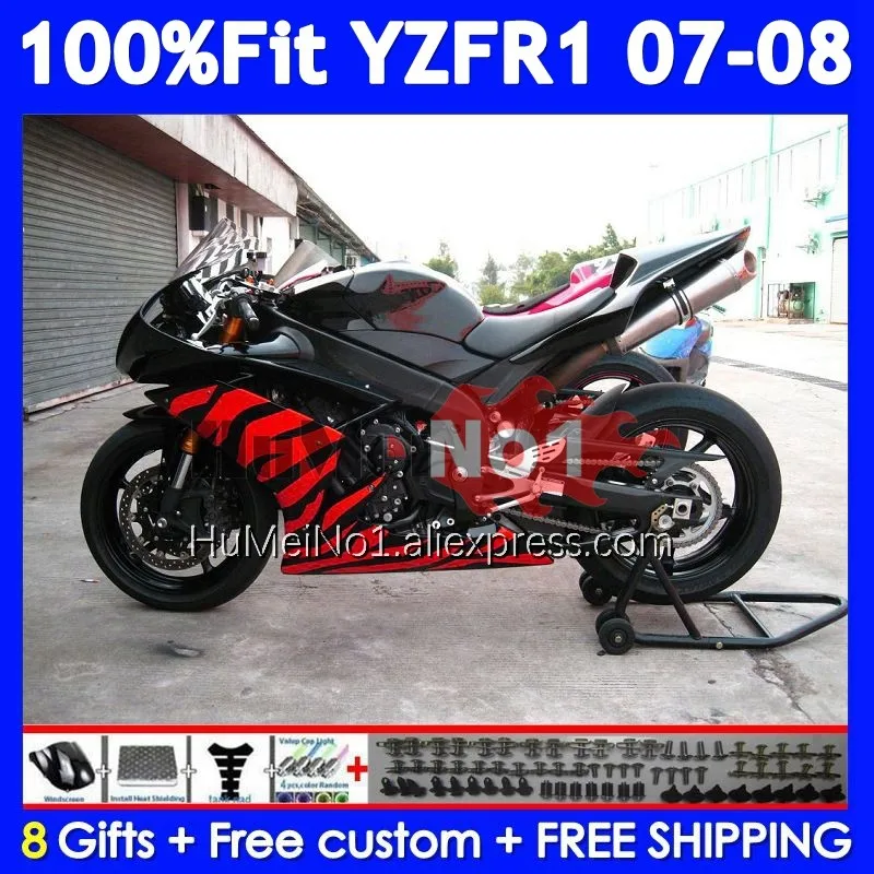 Injection Mold For YAMAHA YZF-R1 YZF R1 R 1 YZF 1000 07-08 367No.97 YZF1000 Red black YZFR1 07 08 YZF-1000 2007 2008 Fairing