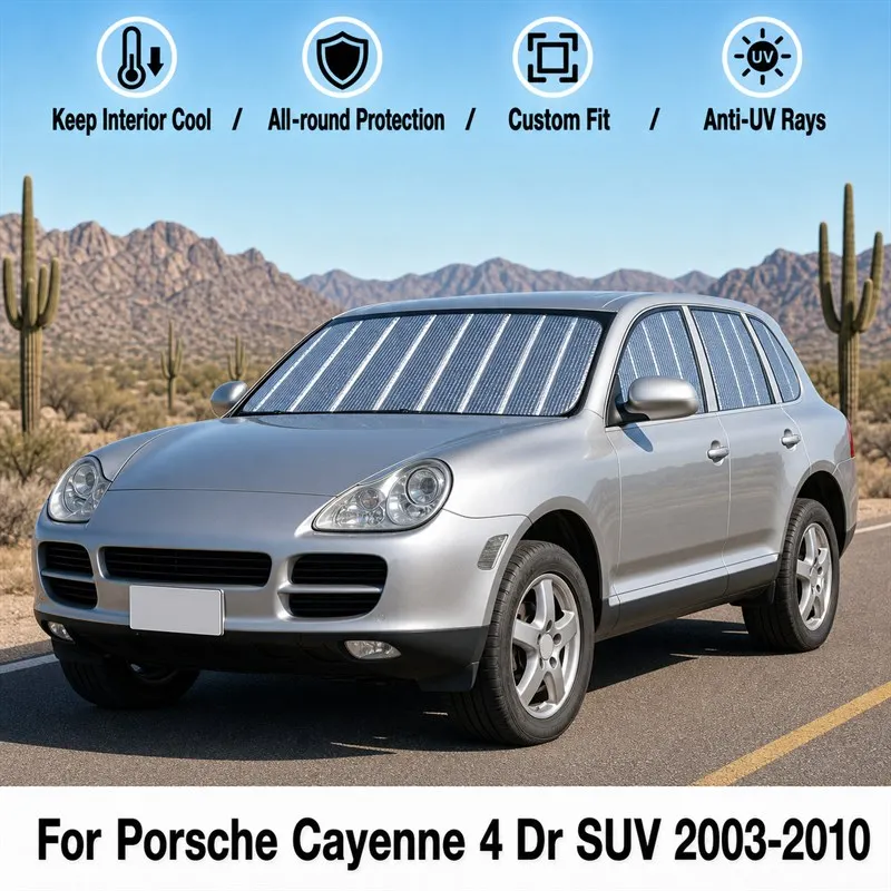 For Porsche Cayenne 4 Dr SUV 2003-2010 Full Set Car Window Sunshades UV Block Privacy Heat Insulated Foldable Car Curtain