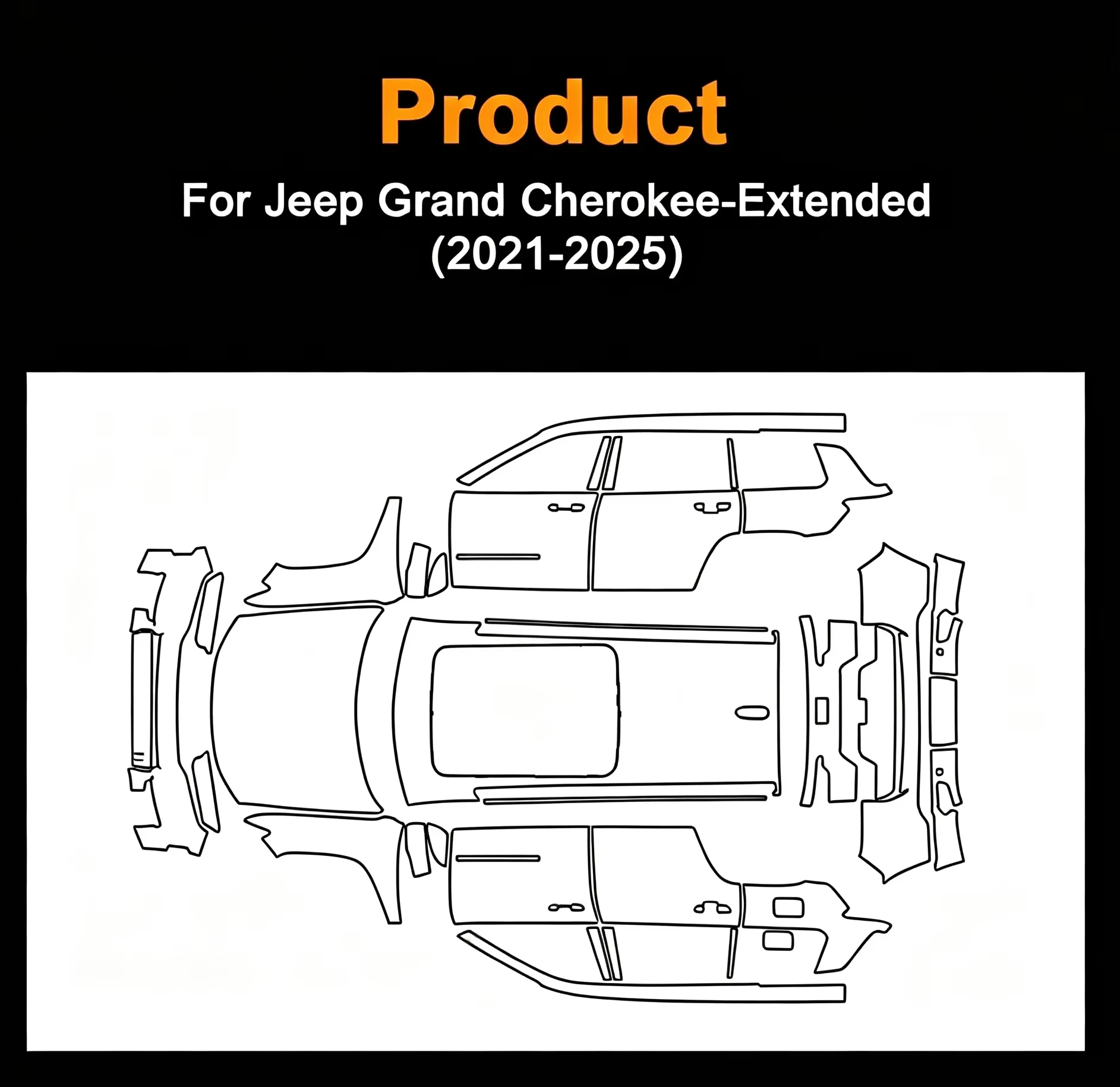 For Jeep Grand Cherokee Extended Edition 2021-2025 9Mil TPU Paint Protection Film Clear Bra Pre-cut PPF Anti-Scratch Resistant